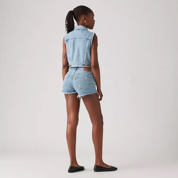 Levi’s 501® Original Fit High Rise Distressed Medium Wash Denim Jean Shorts 30 - Picture 9 of 12